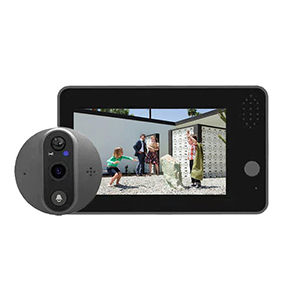 Judas de porte intelligente connecté WiFi écran 1080P, Vision nocturne HD, Audio bidirectionnel, caméra de sécurité pour la maison + Micro SD 64go